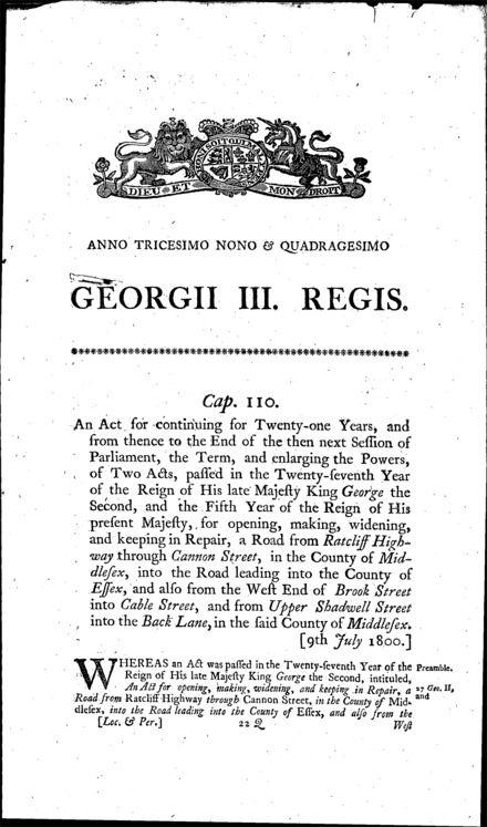 Essex and Middlesex Roads Act 1800