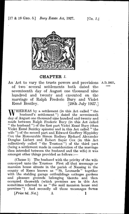 Bury Estate Act 1927