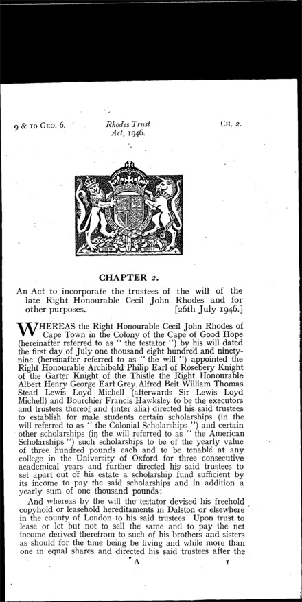 The Rhodes Trust Act 1946