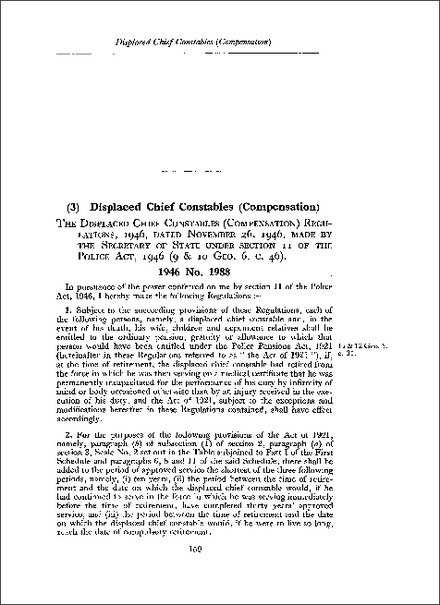 Displaced Chief Constables (Compensation) Regulations 1946