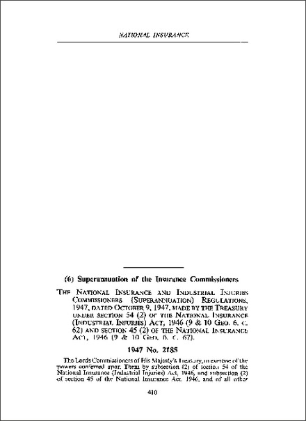 National Insurance and Industrial Injuries Commissioners (Superannuation) Regulations 1947