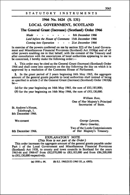 The General Grant (Increase) (Scotland) Order 1966