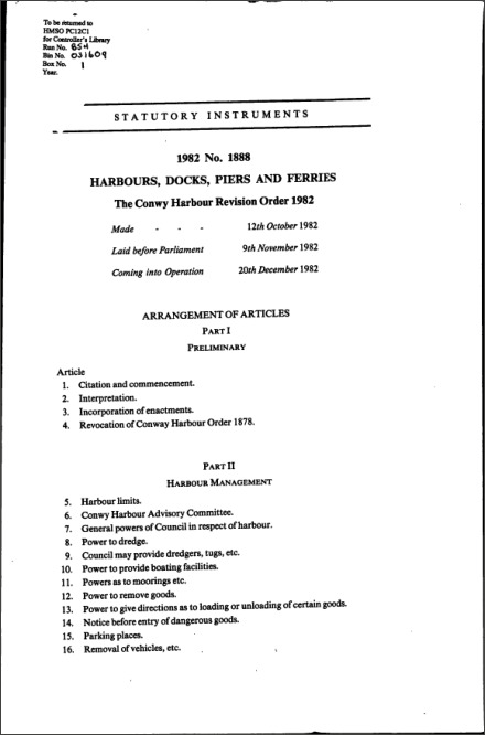 The Conwy Harbour Revision Order 1982